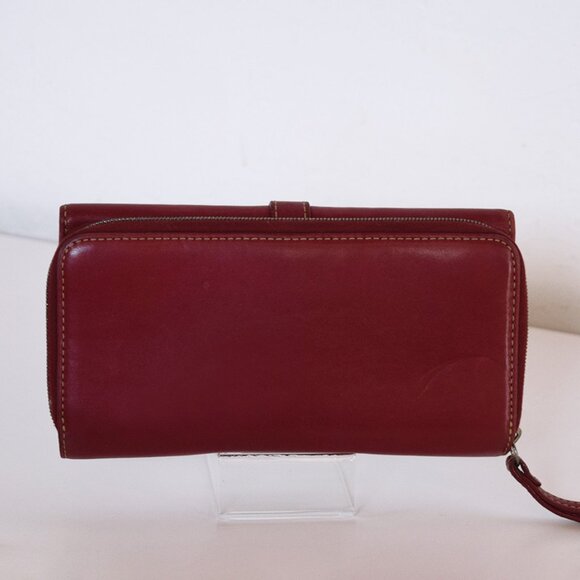 Coach Vintage Hamptons Red Leather Large Trifold Wallet with Buckle - Picture 5 of 15